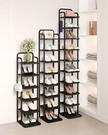 HaluPeit Vertical Shoe Rack, 6-Tier Shoe Racks, Shoe Tower For Small Spaces, Freestanding, Adjustable, Space Saving, Black - Black - View 2