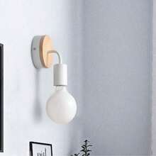 1 件简约铁木壁灯，E27 灯泡座，北欧现代装饰灯，适用于卧室、客厅、走廊和过道，不含灯泡 - 彩色 - 查看 14