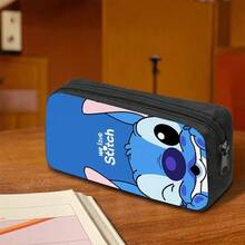 1 pieza Estuche grande de capacidad de Stitch de  "Amamos a Stitch" - Caja de almacenamiento de tela multiusos duradera, incluye 12 marcadores de colores y 2 bolígrafos, útiles escolares y de oficina portátiles, regalo ideal para fans de dibujos animados, diseño de personajes de dibujos animados, útiles escolares, vuelta al cole - Multicolor - Ver 10