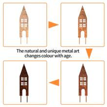 [Rustic Style] 3pcs Rural Metal Castle Garden Stakes - Retro-Style Outdoor, Courtyard And Balcony Decorations, No Electricity Or Batteries Required, Perfect For Halloween And Family-Themed Spaces, Metal Garden Art