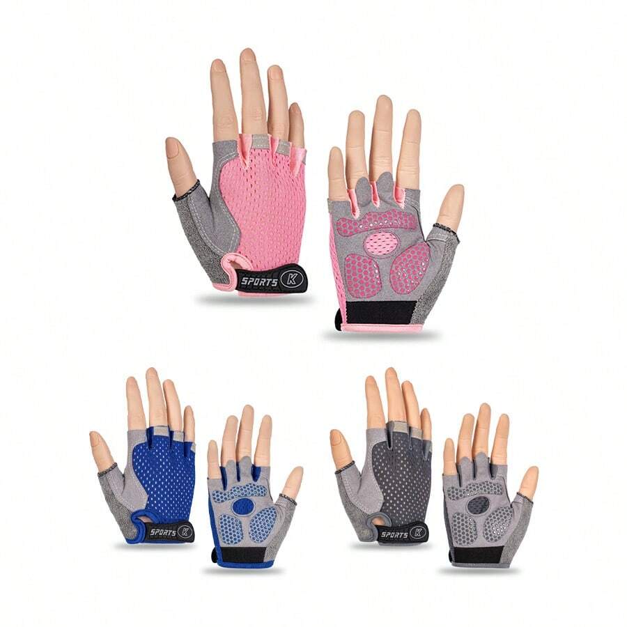 1 Paio/3 Paia di guanti fitness regolabili per bambini, a rete, multicolore, multitaglia, traspiranti, antiscivolo e resistenti all'usura, adatti per bambini dai 3 ai 12 anni per sport all'aperto e attività fisica