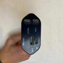 四合一快速充电车载充电器 数字显示电压 120w 快速充电 带 Type-C*2 伸缩充电线 USB 和 Type-C 双输出端口车载充电器 汽车点烟器充电器 - 灰-type-c*2 - 查看 7