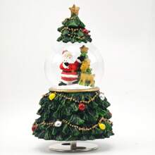 Christmas Crystal Ball Rotating Music Box, Christmas Tree Santa Claus Desktop Decoration For Office Home, Birthday Holiday Anniversary Gifts