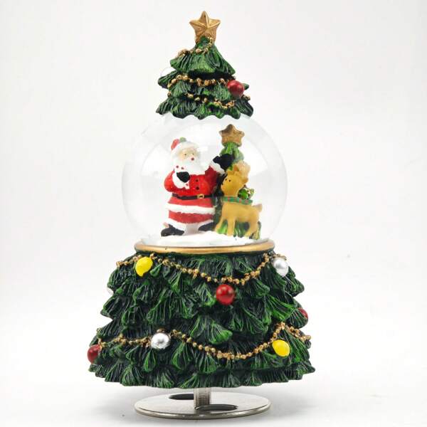 Christmas Crystal Ball Rotating Music Box, Christmas Tree Santa Claus Desktop Decoration For Office Home, Birthday Holiday Anniversary Gifts