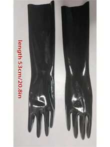 性感内衣配饰 1 双加长漆皮舞会手套、紧身涂层 DS 钢管舞手套、性感派对服装配饰、女士高品质乳胶舞蹈手套 - 黑色 - 查看 6