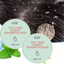2 piezas de Barra de champú aclarante con árbol de té y menta GZE | Champú natural anticaspa para cabelludo con picazón | Sin sulfatos y vegano | Para todo tipo de cabello - verde menta - Ver 2