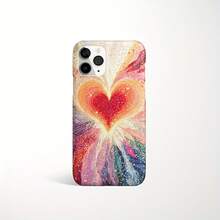 Funda para teléfono (1 unidad) BurningHeart, acabado mate premium, compatible con phone 16 Pro/15/14/13/12/11 - Rosa - Ver 1