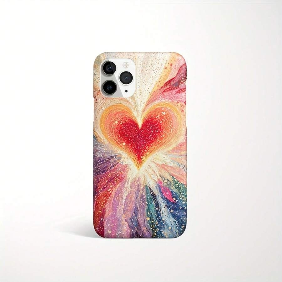 Funda para teléfono (1 unidad) BurningHeart, acabado mate premium, compatible con phone 16 Pro/15/14/13/12/11 - Rosa - Ver 1