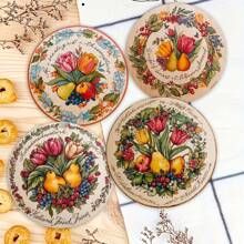 1 Set / 4 Piezas / 6 Piezas: Posavasos de barro de diatomitas con patrón de tulipanes y frutas, posavasos de café con flores, decoraciones para ocasiones múltiples para el hogar y restaurantes, regalos diarios, decoraciones de mesa, decoraciones diarias, decoraciones para fiestas temáticas