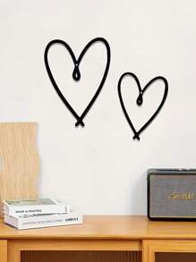 2pcs Metal Heart Wall Decor, Simple Line Wall Art, Bedroom Living Room Gallery Wall Decor, Heart Gift, Heart Wall Sign, Heart Sign Sculpture, Suitable For Wedding, Valentine's Day, Bedroom And Living Room, Outdoor Decoration, Great For Room Decoration