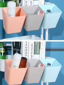 1pc/2pcs Set Bathroom Storage Bucket, Desktop Storage Side Table Hanging Baskets, Dorm Desk Hanging Beauty Cart Storage Box, Desk Pen Holder Storage Bucket