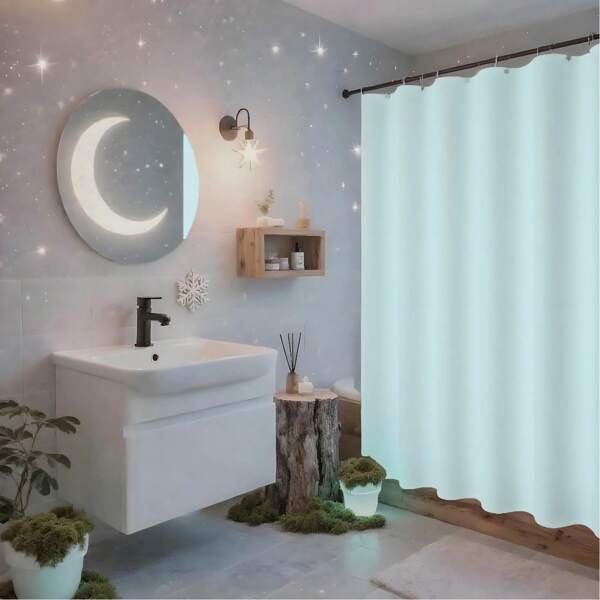 180cm X 180cm Gray PEVA Shower Curtain With Waterproof, Moisture-Proof, Mildew-Resistant, & Safe Properties. Decorative For Home, Provides Privacy, Includes 3 Magnets & 12 Plastic Hooks, Can Be Used As Window Curtain In Bathroom, Living Room, Home