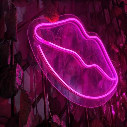 Painel Neon Led Boca Rosa 35 ou 50 Cm Painel