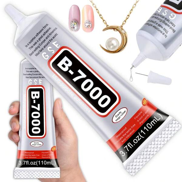 50/110ml B7000 Strass Handwerkskleber, 50ml/110ml Super Kleber - Starker Mehrzweck Klebstoff, geeignet zur Reparatur von Keramik, Porzellan, Metallen, Kunststoffen, Holzklebstoffen und Möbeln; passend für Falschnägel, Soft-Nail-Tip-Gele, DIY-Schmuckanhänger und Handy-Reparatur, Kristallsteine, Schulmaterial, Rückkehr zur Schule