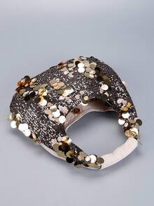 新款刺绣亮片女式新月包，时尚精致亮片花朵手提包，简约时尚亮片手拿包，闪光晚宴包，适合派对、婚礼、送礼、游轮、约会、度假。（图案随机） - 金色 - 查看 6