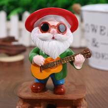 1 pièce Figurine d'un vieillard jouant de la guitare dans un jardin, élément de décoration artistique pour créer une scène miniature sonore, un beau cadeau