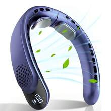 1 件挂颈风扇，带数字显示的颈扇，户外夏季降温风扇，可充电 4000mAh 挂颈风扇，带 3 速风力