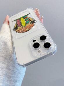 1 pieza Funda de teléfono creativa con tema de playa y océano, con patrones de árbol de coco, sol, nube y monopatín, de material TPU transparente, adecuada como regalo, compatible con iPhone XS/XS Max/XR/11/12/13/14/15/16 Pro/Pro Max/14/15/16 Plus