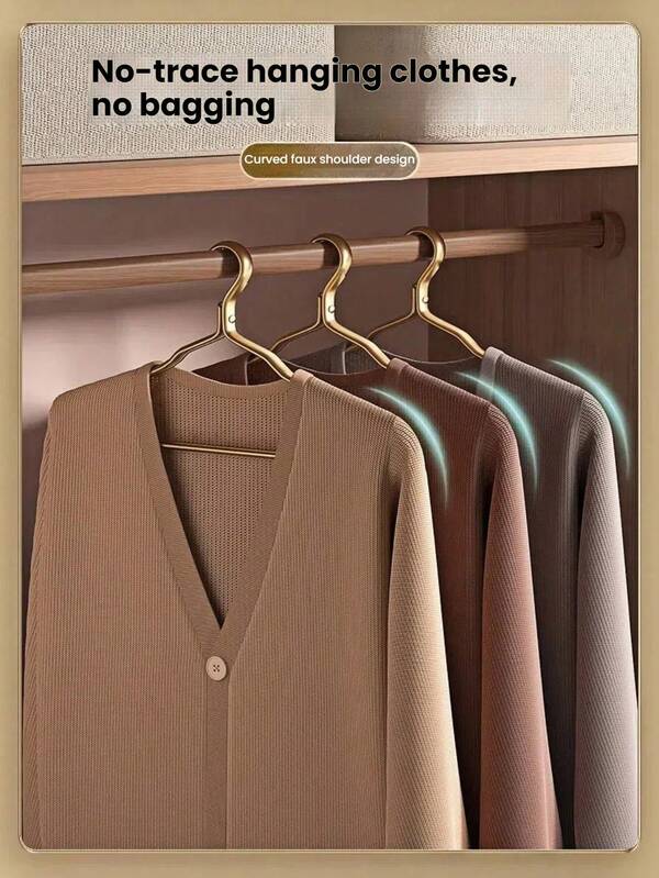 1/5pcs Aluminum Hangers, New High-End Minimalist Style Aluminum With Grooves, Clothing Sling Storage Rack, Metal Clothing Bracket For Hanging Adult Hangers, Hanging Bracket For Home Wardrobe Hangers (May Have Color Difference Due To Photo Lighting)