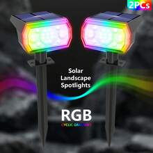 RGB Solar Lights, Waterproof Solar Lights, Solar Outdoor Lights, Wall Light/Lawn Light Dual Use, Intelligent Color Changing Light, Solar-Powered Color-Changing Spotlight, 7 Modes - Multicolor Solar Light, Outdoor Party Courtyard Lights, Ideal For Christmas, Walkways, Pools, Gardens, Driveways, Christmas Decorations.