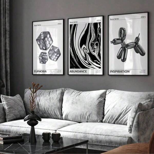 3pcs Set, Fashion Wall Art, Preppy Poster Print, Modern Abstract Canvas Home Decor, Living Room Decoration Painting, Unframed