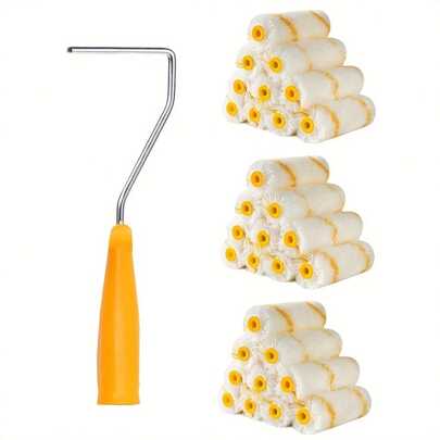 22-Pack ProCraft Paint Roller Set With Frame - 4-Inch Fabric Rollers And Durable Metal Handle For Smooth Painting On Wood, Furniture, Cabinets, And Walls