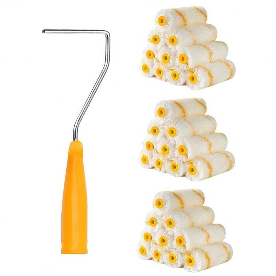 22-Pack ProCraft Paint Roller Set With Frame - 4-Inch Fabric Rollers And Durable Metal Handle For Smooth Painting On Wood, Furniture, Cabinets, And Walls