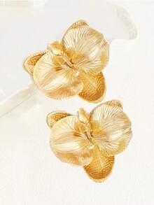 2pcs Women's Golden Rose & Orchid Flower Hair Clips, Suitable For Holiday, Daily, And Party Occasions, Hair Slide, Hair Barrettes
