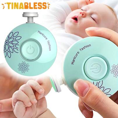 Tinabless 1 套电动婴儿指甲修剪器，新生儿指甲钳套装，带 6 个可互换磨头，低噪音手持式人体工程学设计美容工具套装，适用于婴儿、儿童和成人指甲