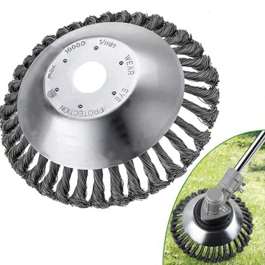 Cabezal desmalezador de alambre de 8" para eliminar malezas de caminos, bordillos, paredes, etc. - Plateado - Ver 1