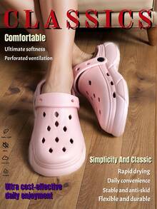 Season's New Stylish And Minimalist Men's Solid Color Hole-In-One Shoes, Suitable For Daily Casual Wear And Versatile. The Thick-Soled Shoes Are Breathable, Soft, And Comfortable. The EVA Material Is Special For Non-Slip, Non-Odorizing Feet, Antibacterial Foot Protection, Quick-Drying | Ultra-Strong Cushioning | Suitable For Wearing On The Beach/Outdoor Street/Indoor Bedroom, Bathroom, Etc., Men's And Women's Couple's Hole-In-One Shoes. - Multicolor - View 5