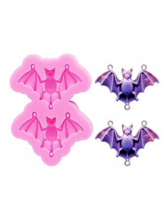 1pc Pink Silicone Mold, Halloween Bat Pendant Necklace Earring Bracelet DIY Jewelry Making Resin Crafting Silicone Mold