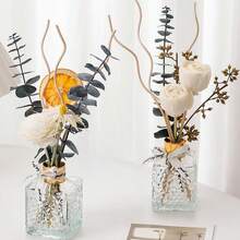 1 Set Aromatherapy Diffuser Kit (Includes Dried Flowers, Rattan), Indoor Fragrance Therapy, Natural Plant Mixed Essential Oil, Home Decor Fragrance, Flammeless Rattan Sticks Incense Decor, Long-Lasting Aroma, Suitable For Gifts, Birthdays, Christmas, For Indoor Bedroom, Study, Living Room, Bathroom, Etc.