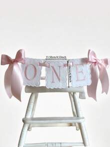一套“ONE”字母蝴蝶结背景横幅，一周岁生日丝带横幅，适合男孩、女孩、仙女宝宝拍照道具、派对装饰、迎婴派对、生日装饰 - 彩色 - 查看 6
