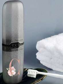 1pc Personalized Letter - & - Flower Toothbrush Case, A - Z Initials Customizable Travel Organizer, Keep Your Toothbrush Clean And Anytime, Anywhere! Travel Toothbrush Holder, Portable Toothbrush Cup Cover, Suitable For Travel, Camping, Business Travel And School, Multi-Purpose Toothbrush Cup,Hygienic Storage For Toothbrushes/Oral Care, Must - Have For Travel Enthusiasts & Personalized Style Lovers,Back To School,College Essentials - Black - View 6