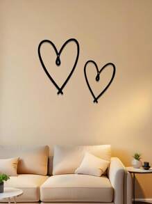 2pcs Metal Heart Wall Decor, Simple Line Wall Art, Bedroom Living Room Gallery Wall Decor, Heart Gift, Heart Wall Sign, Heart Sign Sculpture, Suitable For Wedding, Valentine's Day, Bedroom And Living Room, Outdoor Decoration, Great For Room Decoration
