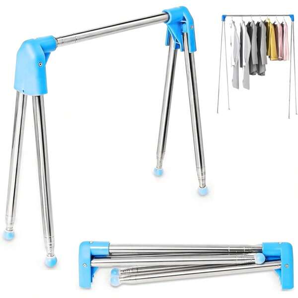 13-28 Zoll einstellbarer faltbarer Metallbügel, tragbarer Reise-Kleiderständer, robuster Mini-Metallkleiderständer, zusammenklappbarer einstellbarer Kleiderbügel geeignet für Tanz, Reisen, Camping, Trocknen, Wohnmobil, Innen- und Außenbereich