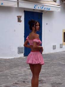 Summer Red Off-The-Shoulder Short Skirt, Cute And Sexy