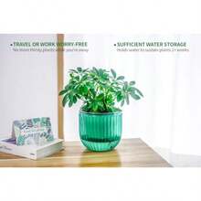 LI2 Pack Self Watering Hanging Planters Indoor Flower Pots 6.5 Inch Outdoor Hanging Basket Plant Hanger With 3Hooks Drainage Holes For Garden Home Emerald - Emerald - 查看 5