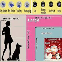 1 Piece Cozy Fleece Blanket With Santa, Snowman, And Penguin - Soft, Warm Polyester Throw With 'Merry' Text, Suitable Naps, Camping, Travel, Office, And Home Decoration - Holiday Friends And Family - Grey - View 4