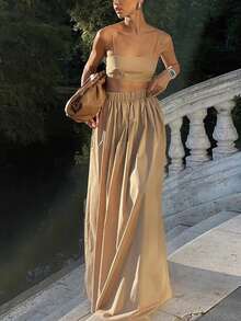 Women Two Pieces Outfits For Daily Wear - Khaki - View 5