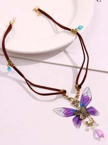 Vintage Elegant Exquisite Chic Purple Butterfly Necklace For Woman Daily Vacation Music Festival Party Gift For Her Gift From A Best Friend