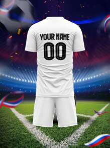 Customized Graphic, Logo, Name And Number Unisex Soccer Jersey, Breathable Quick-Dry Sports T-Shirt Suitable For Badminton, Volleyball And Football Training