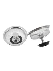 1PC Stainless Steel Sink Strainer Basket - Drain Cover With Rubber Stopper, Replaceable Kitchen Sink Filter & Hair Catcher