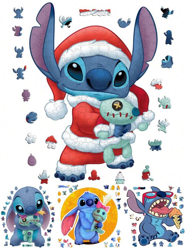 Disney 1 Pc Disney Stitch Asymmetrical Wooden Jigsaw Puzzle Family Interactive Game Toys Brain Training Jigsaw Board Game Family Intelligence Education Tools Exquisite Birthday Gifts With A White Box For Kids And Adults