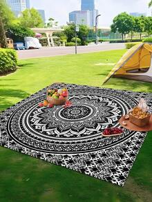 1 件新款户外防水防沙数码印花野餐/沙滩垫，时尚清新图案，适合露营和野餐