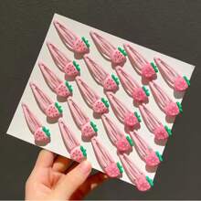 4pcs/Set Women Elegant Minimalist Strawberry Hair Clips, Suitable For Everyday Bangs And Hair Styling Claw Clips Hair Claws Hair Barrettes, School Stuff, Pink Hair Clips, Cute Accessories