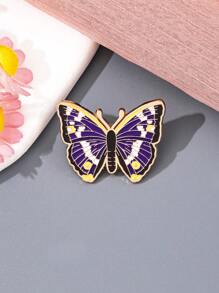 1 pièce Broche papillon violet dessin animé, broche vintage fleur 3D en résine violette, épingle de style nature pour rassemblements et sorties scolaires