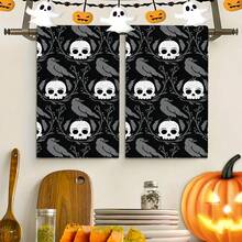 2/4 Pcs Set, Dish Towels, Skull Printed Pattern Towels, Halloween, Super Absorbent Microfiber Modern Dish Cloths, Cooking And Baking Tea Towels, Printed Dishcloths, Cleaning Towels, Hand Towels, Super Soft And Highly Absorbent, Great Gifts For Neighbors, Moms, Friends, Birthday, Halloween, Housewarming, Kitchen Essentials, Kitchen Decor, Daily Necessities