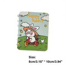 4 件 A7 螺旋笔记本 - 可爱卡通图案，4 种设计，160 页（80 张）厚硬封面迷你日记本，便携尺寸 3.14 英寸 X 4.13 英寸，适用于学校、办公室、笔记记录和书写、主题文具、优质纸质材料